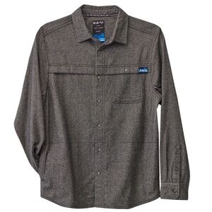 KAVU Solitude Shirt Jacket Button Down Long Sleeve Shirt Gray Charcoal Cotton
